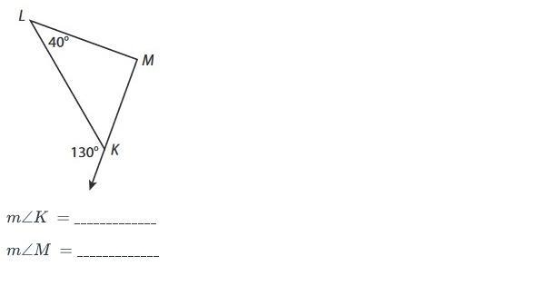 Find the missing angle measures. Be sure to show your work in arriving at your answers-example-1