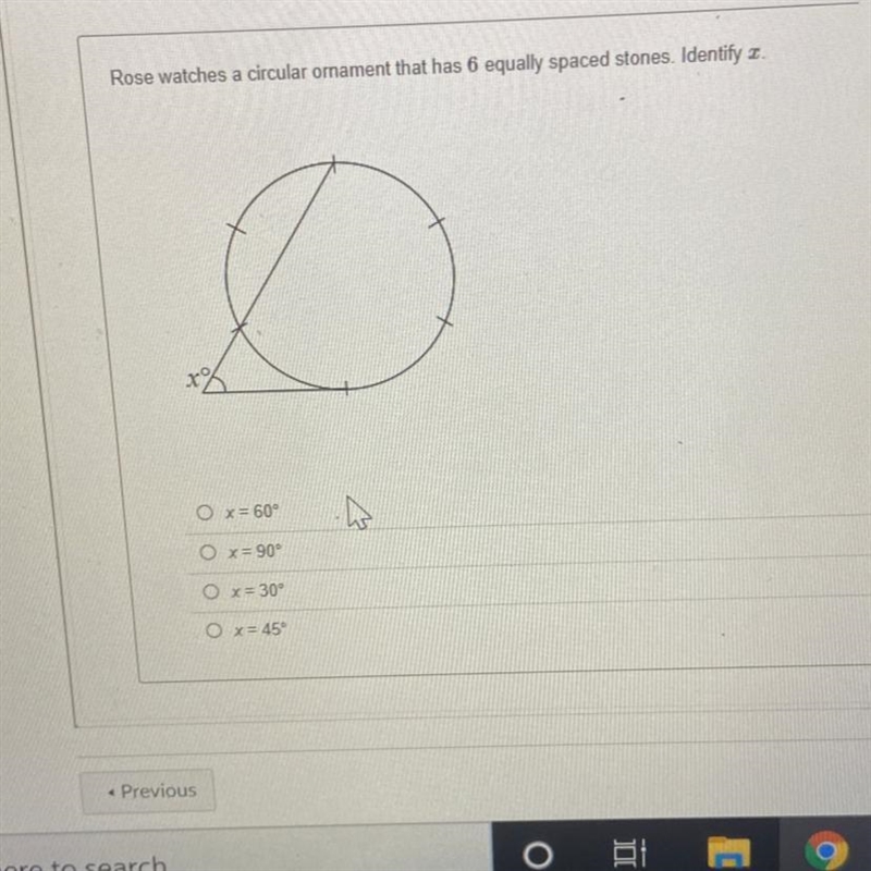 Rose watches a circular ornament that has 6 equally spaced stones. identify x-example-1