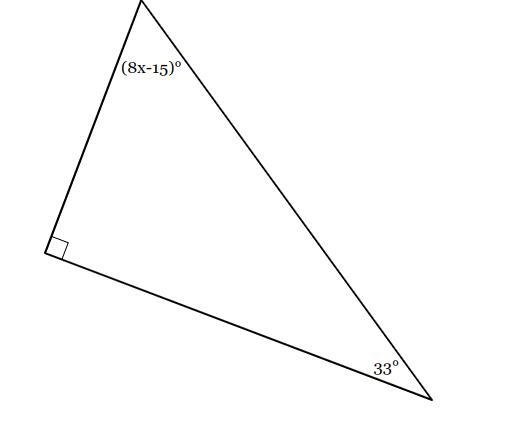 The measures of the angles of a triangle are shown in the figure below. Solve for-example-1