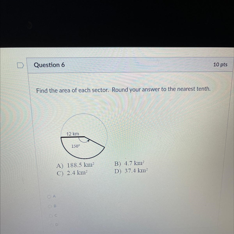 Find the area of each sector. Round your answer to nearest tenth-example-1