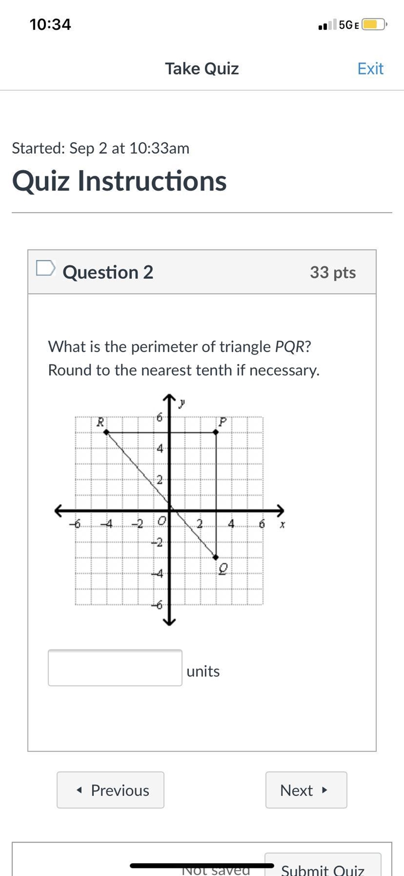 What is the perimeter of triangle PQR?-example-1