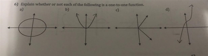 Explain wether or not each of the following is a one to one function and why please-example-1