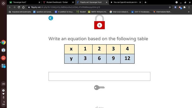 Write an equation based on the following table-example-1