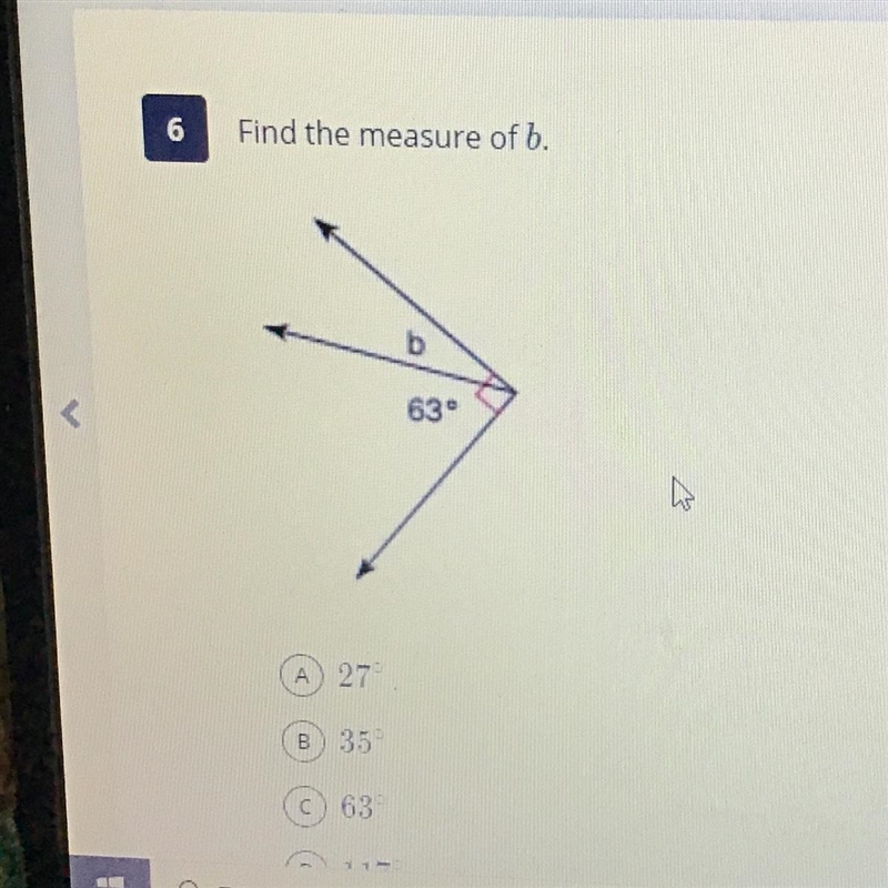 Find the measure of b. 63°-example-1