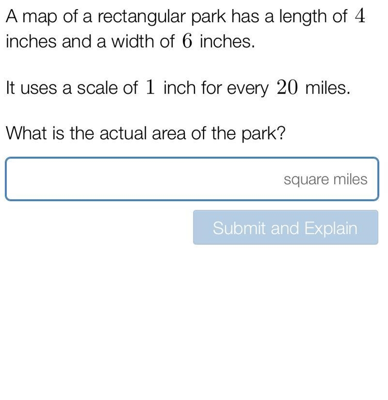 map of a rectangular park has a length of 4 inches and a width of 6 inches. It uses-example-1