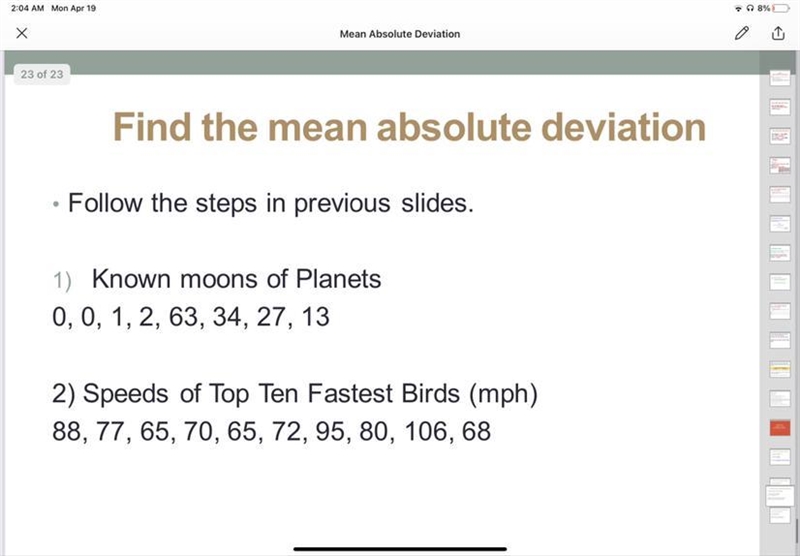 Find the mean absolute deviation-example-1