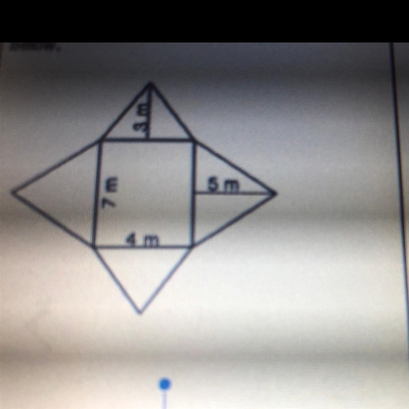 8. Find the tolal surface area of the net below. 4 triangular and 1 rectangle Help-example-1