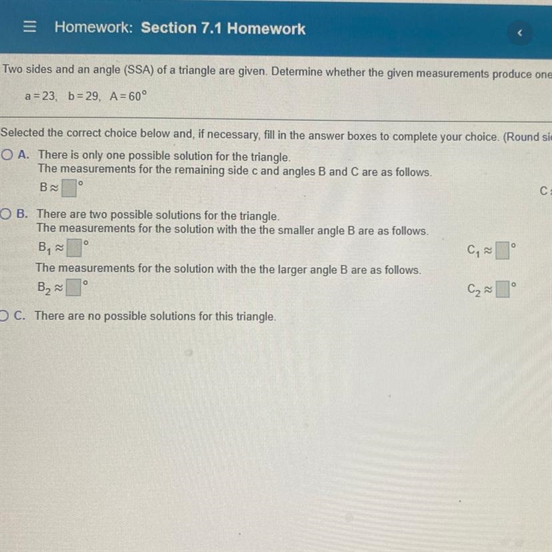 I’ll literally give u sm points HELP Two sides and an angle (SSA) of a triangle are-example-1