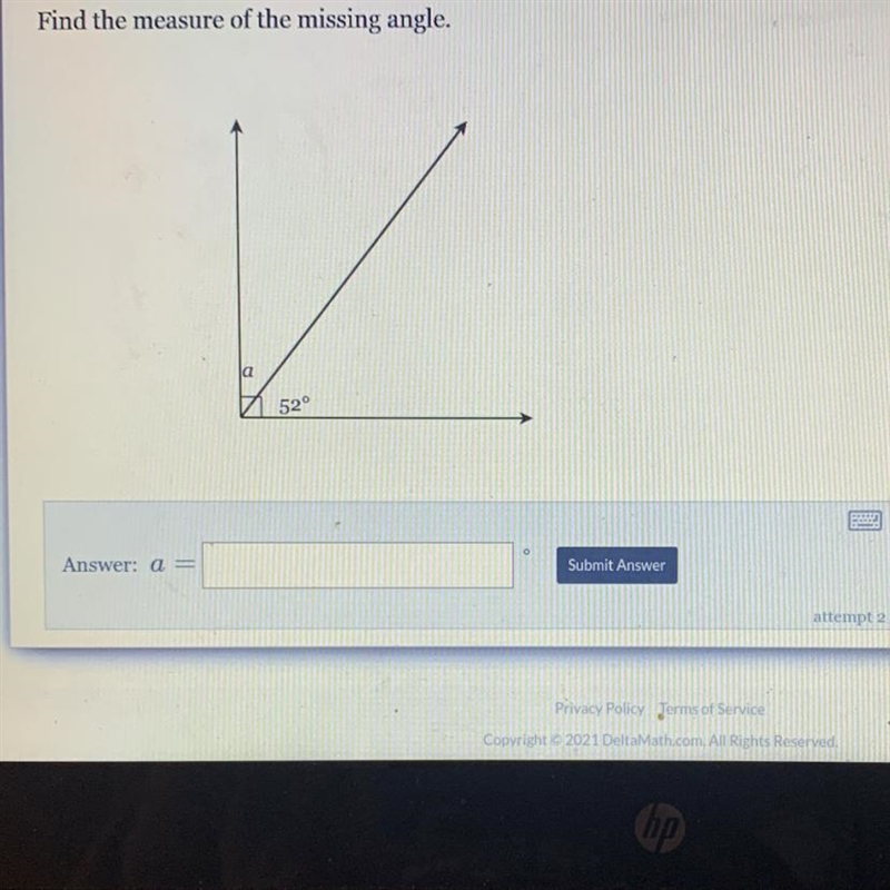 Find the measure of the missing angle. A-example-1