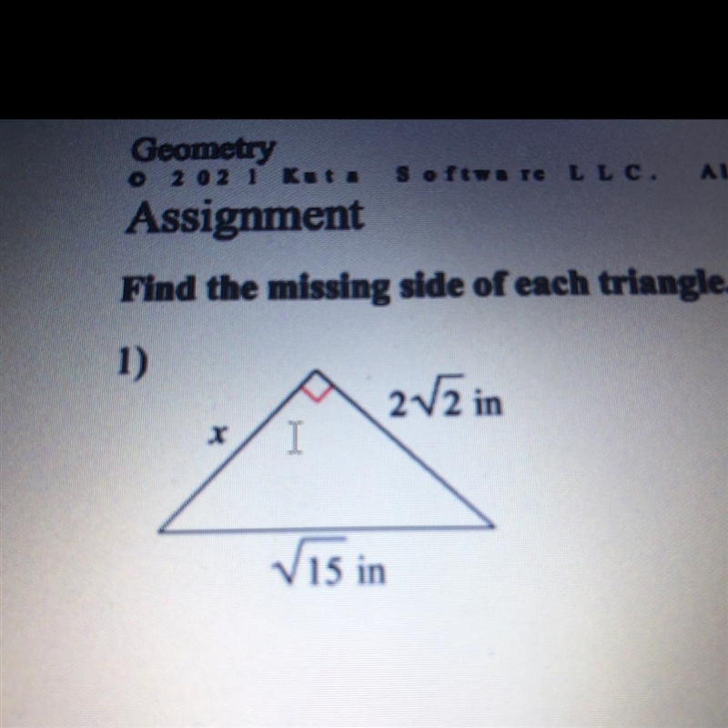 Find the missing side of the triangle and leave the answer in simplest radical form-example-1