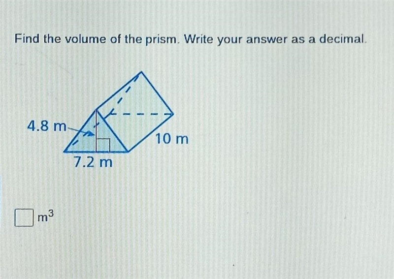 Find the volume of the prism. write your answer as a decimal.​-example-1