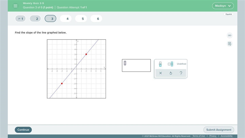 Find the slope of the line on the graph below-example-1