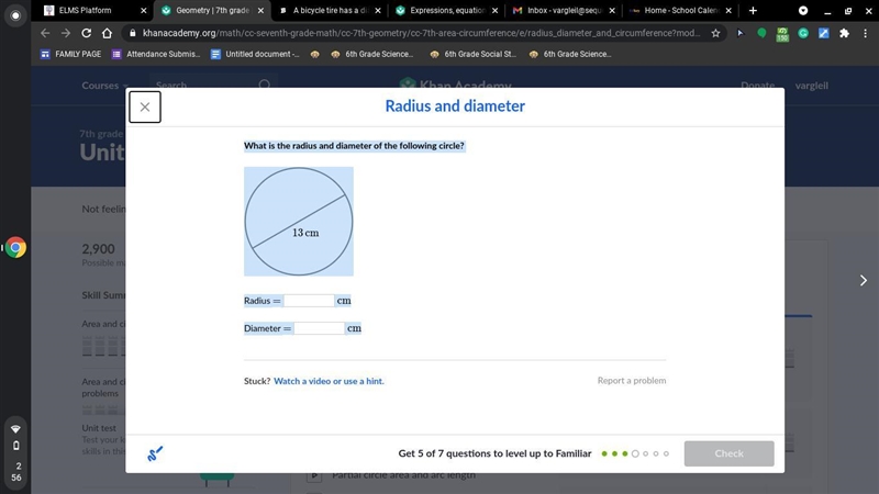 What is the radius and diameter of the following circle?-example-1