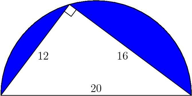 The semicircle below has diameter $20$. Find the area of the blue region.-example-1