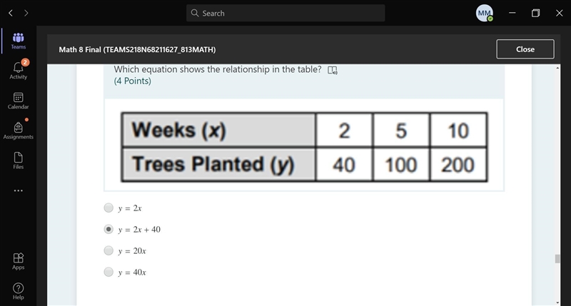 Which equation shows the relationship in the table?-example-1