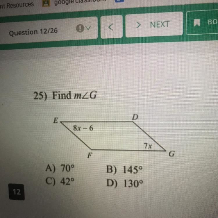 Find m A) 70° C) 42° B) 145° D) 130°-example-1