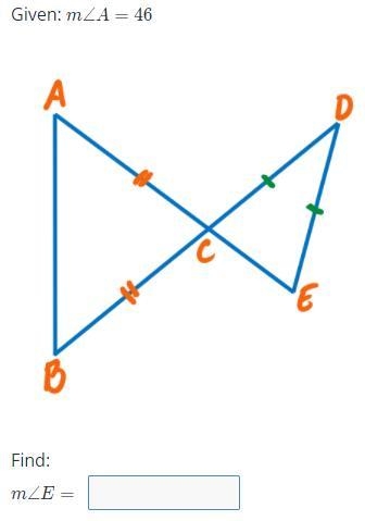 Please help, I dont know how to get the other angle measurement.-example-1