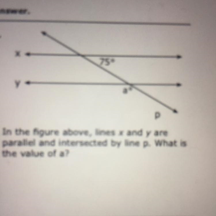 In the figure above, lines x and y are parallel and intersected by line p. What is-example-1