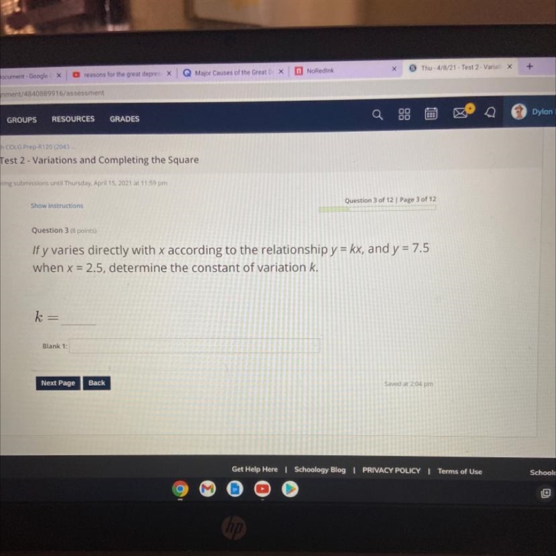 If y varies directly with x according to the relationship y = kx, and y = 7.5 when-example-1