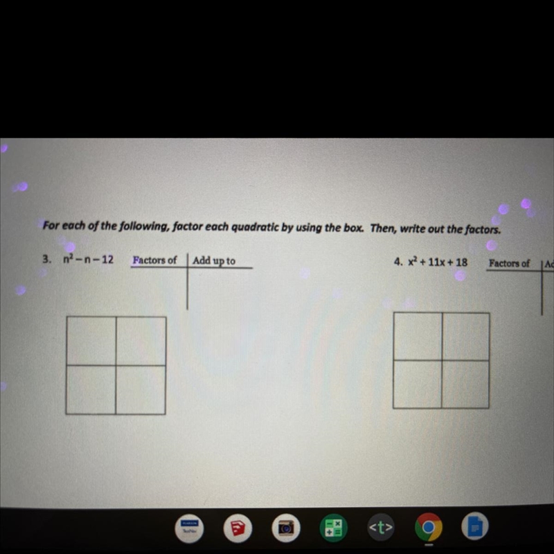 Please help!! factor the quadratic by using the box-example-1