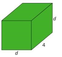 Consider a rectangular prism with length 4 and width and height d. Write an expression-example-1