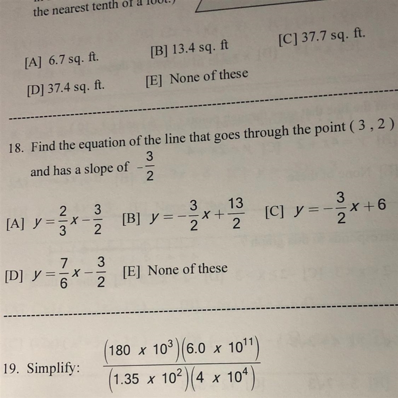 Find the equation of the line that goes through points (3,2) and has a slope of -3/2-example-1