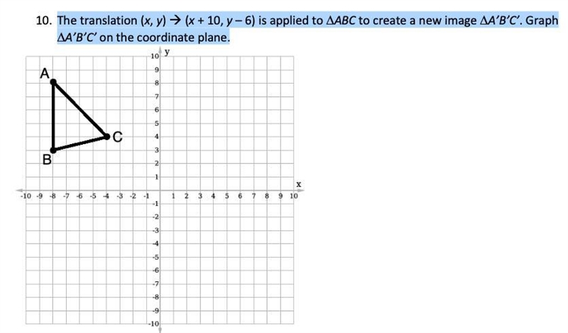 WOULD A KIND S0UL PLEASE HELP ME OUT???!!!!!!!!!!!! The translation (x, y) ->(x-example-1