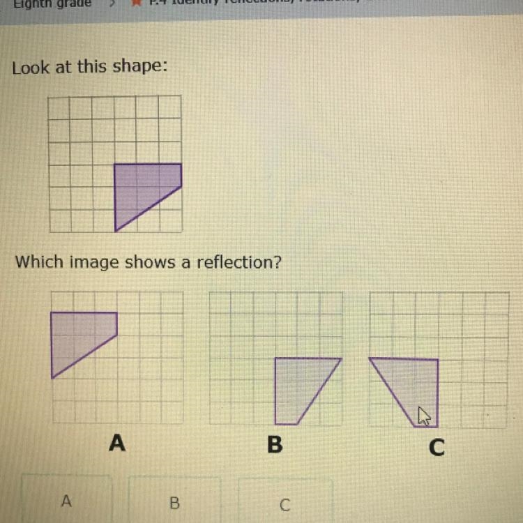 Look at this shape: Which image shows a reflection?-example-1