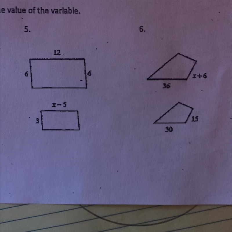 Find the value of the variable for 5, 6-example-1