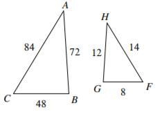 HELP ASAP FOR 25 POINTS What is the ratio of the sides of the smaller triangle to-example-1