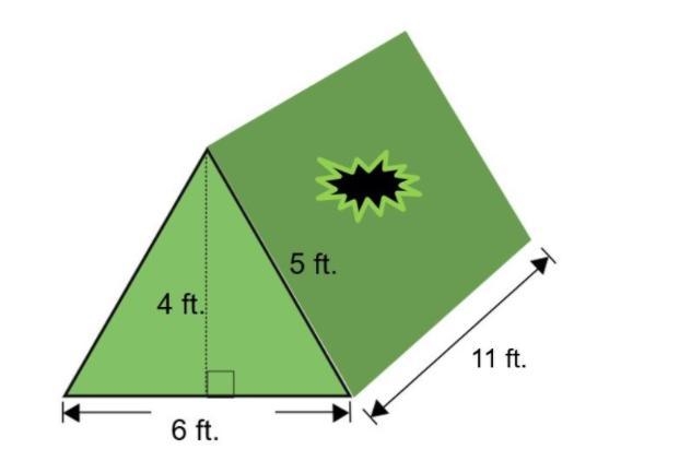 Part A How much material does he need to cover the one rectangular side of the tent-example-1