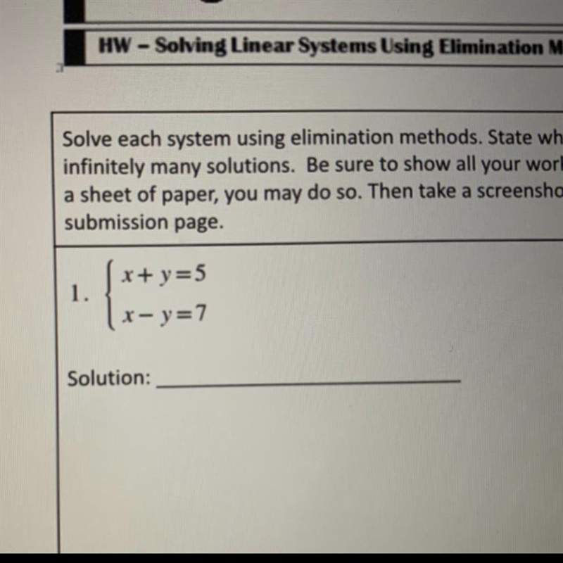 I need help with solving this question with the elimination method since my teacher-example-1