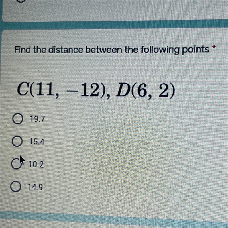 Find the distance between the following points C(11, -12), D(6, 2)-example-1