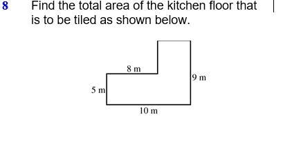 Find the total area of the kitchen floor that is to be tiled as shown below.-example-1