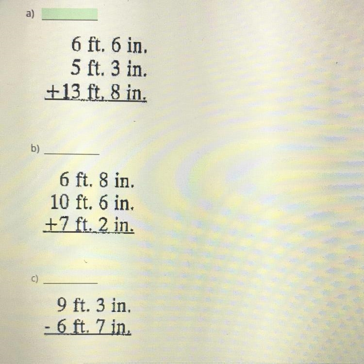 Add or subtract the measurements. You must include the units.-example-1