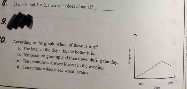 Theres 2 questions and an image provided 1. if a= 6 and b=2 them what does a^b equal-example-1