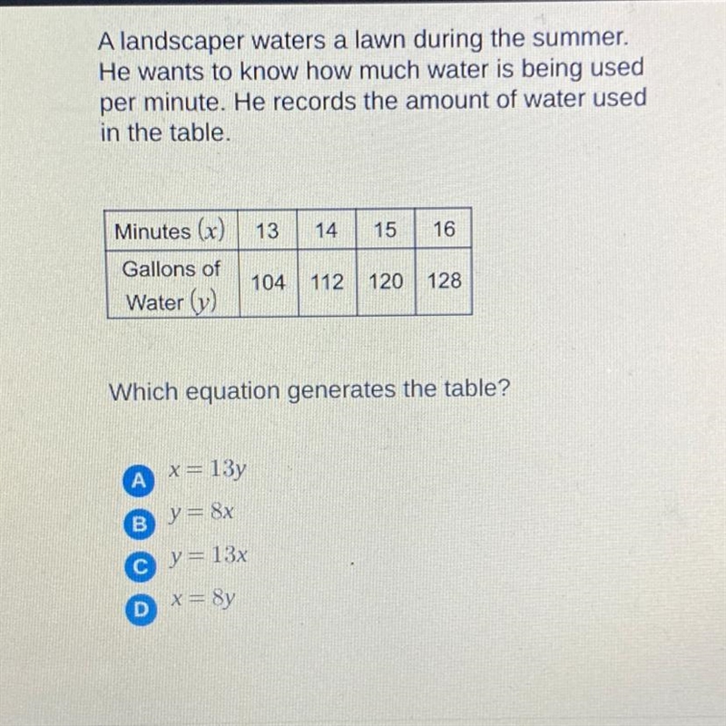 A landscaper waters a lawn during the summer. He wants to know how much water is being-example-1