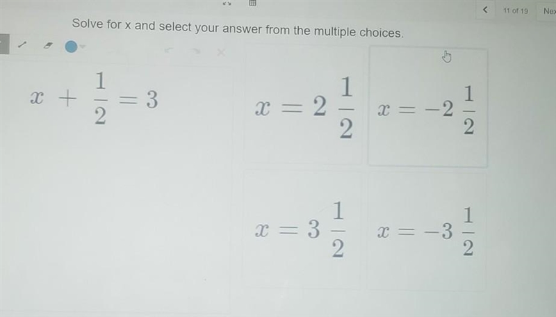 Solve for x and select your answer from the multiple choices.​-example-1