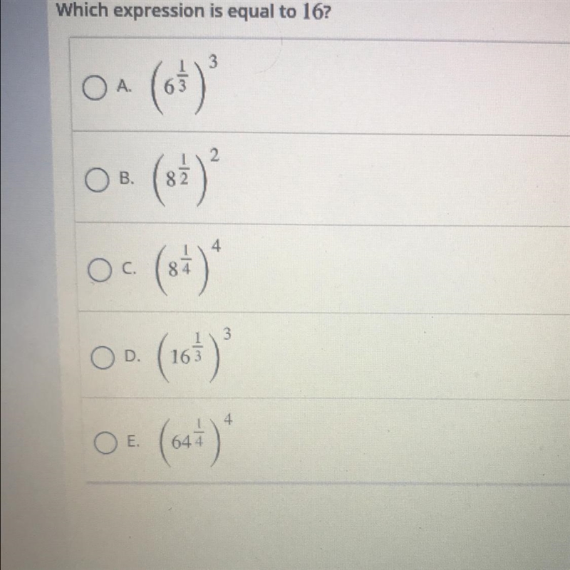 Which expression is equal to 16?-example-1