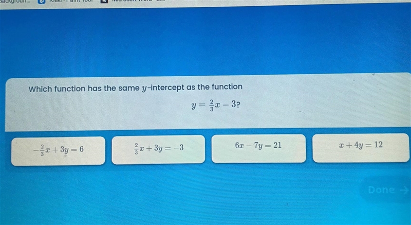 Which function has the same y-intercept as the function? ​-example-1