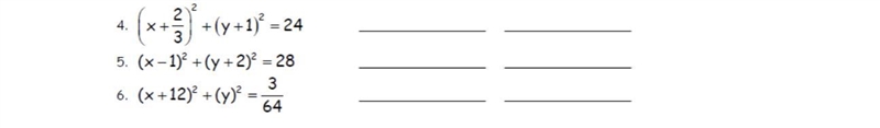 Write the center and radius for the following circles-example-1