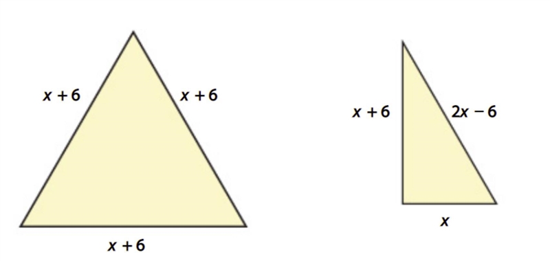 The triangles shown have the same perimeter. What is the value of x?-example-1