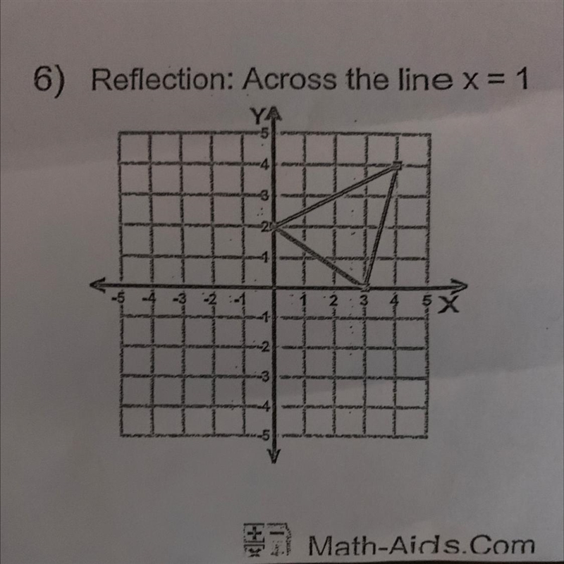 6) Reflection: Across the line x = 1-example-1