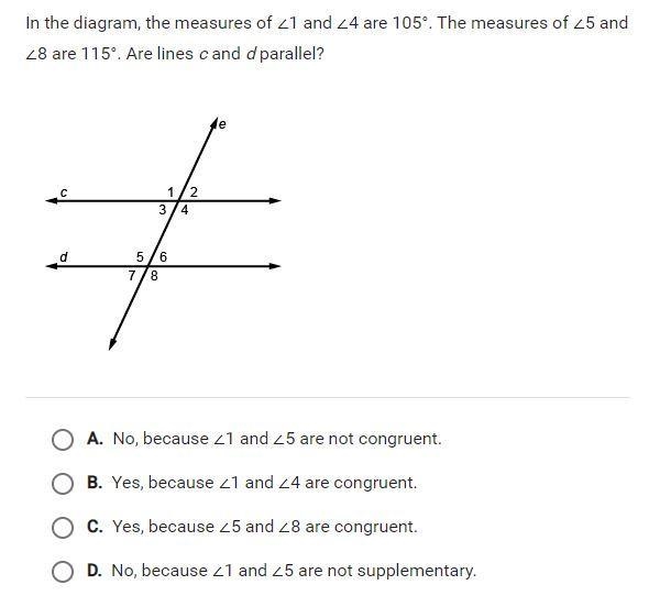 PLEEEEASEEE HELP ASAP In the diagram, the measures of ∠1 and ∠4 are 105°. The measures-example-1