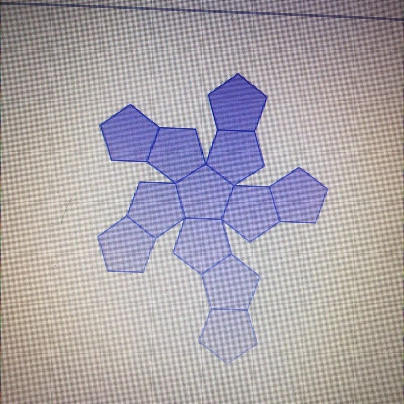 The net shown represents what Platonic solid? A) dodecahedron B) icosahedron C) octahedron-example-1