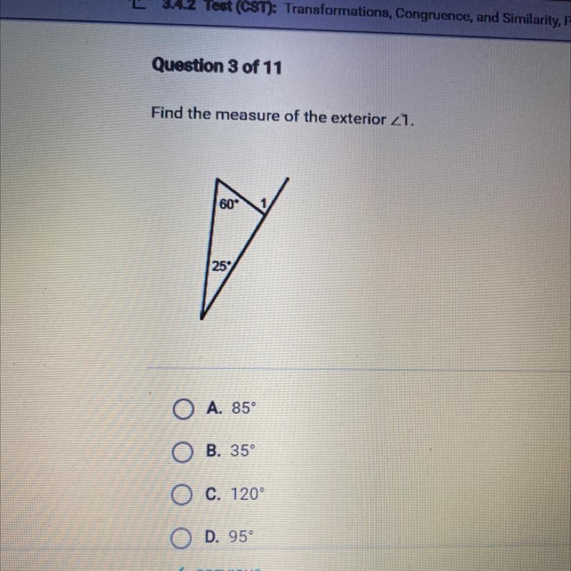 Find the measure of the exterior 21. 60° 7 25-example-1