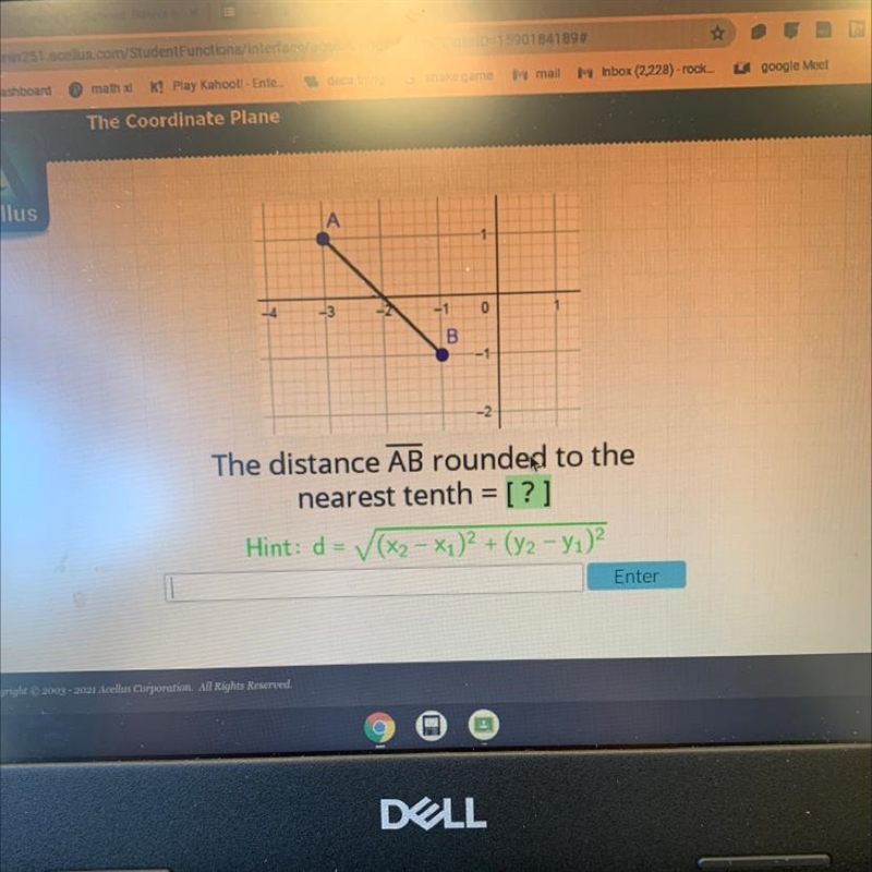 What is the distance AB rounded to the nearest tenth?-example-1