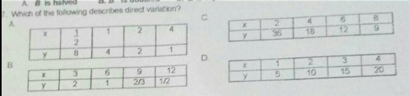 Which of the following describe direct Variation?​-example-1