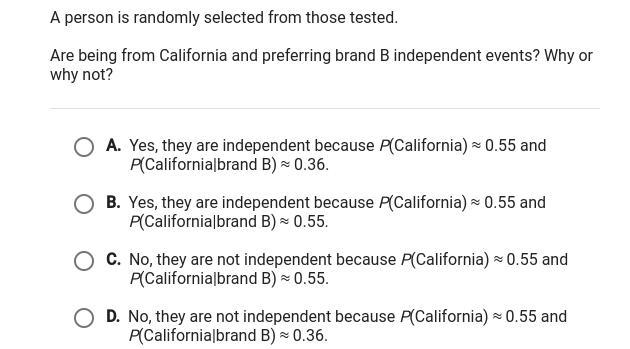 A Taste Test ask people from Texas and California which pasta they prefer, brand A-example-2