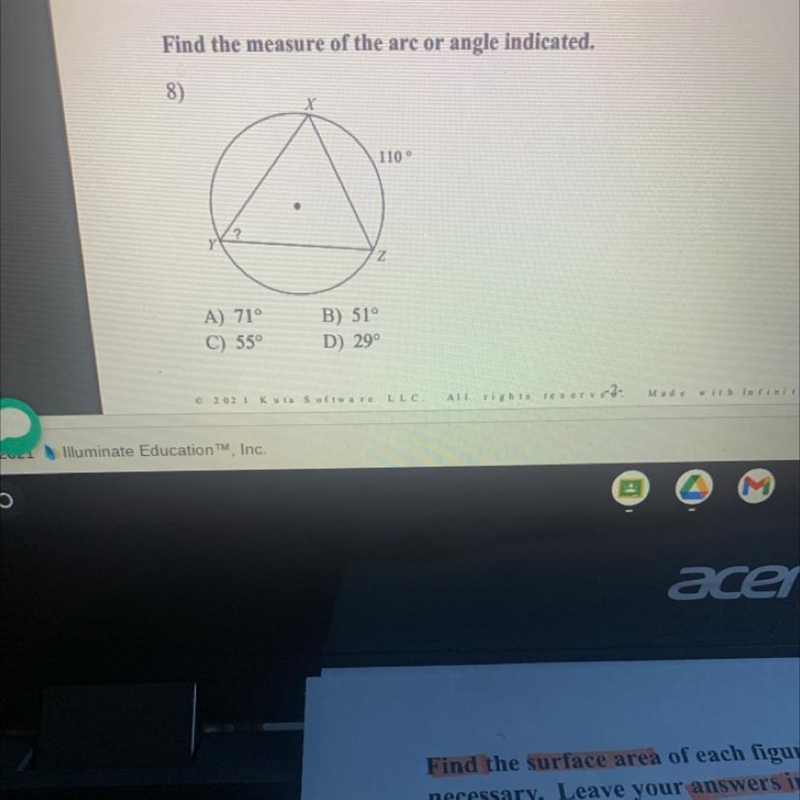 Find the measure of the arc or angle indicated￼-example-1